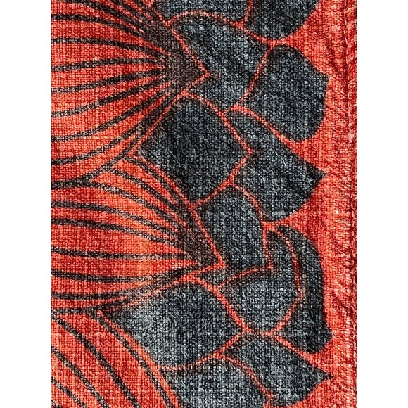 Orange & Black Floral MCM Placemat & Napkin Set Linen Cotton Boho 1970s READ - Picture 4 of 13